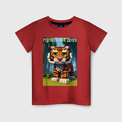 Футболка хлопковая детская Funny tiger cub - Minecraft, цвет: красный