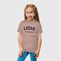 Футболка хлопковая детская Lidia never alone - motto, цвет: пыльно-розовый — фото 2