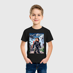 Футболка хлопковая детская Mass effect and Minecraft - collaboration, цвет: черный — фото 2