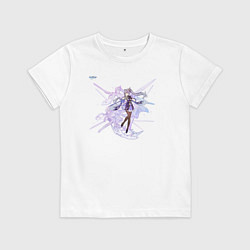 Футболка хлопковая детская Кэ Цин из Геншин Импакт, цвет: белый