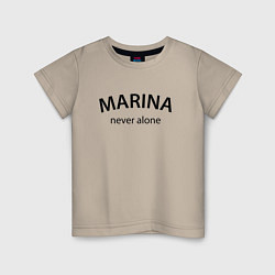 Футболка хлопковая детская Marina never alone - motto, цвет: миндальный