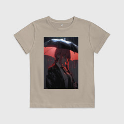 Футболка хлопковая детская Человек-бензопила Макима, цвет: миндальный