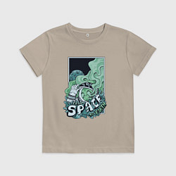 Футболка хлопковая детская Астронавт - from space to earth, цвет: миндальный