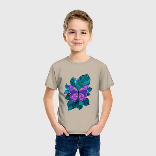 Детская футболка Арт-бабочка / Миндальный – фото 3