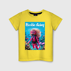 Футболка хлопковая детская Barbie diving - ai art, цвет: желтый
