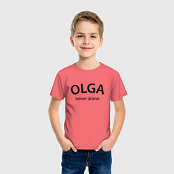 Футболка хлопковая детская Olga never alone - motto, цвет: коралловый — фото 2