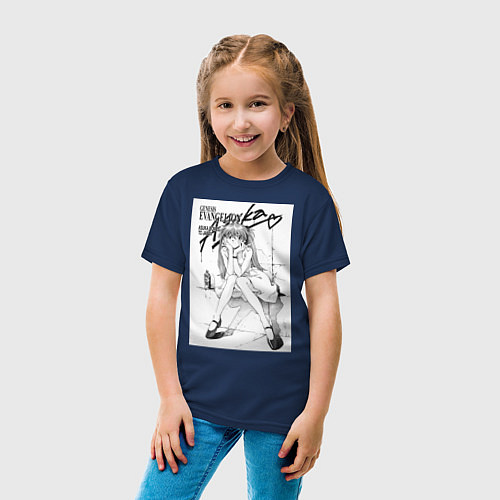 Детская футболка Евангелион Аска Сорью / Тёмно-синий – фото 4