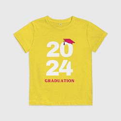 Футболка хлопковая детская Выпуск 2024 - окончание школы -ВУЗа, цвет: желтый