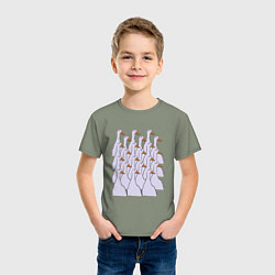 Футболка хлопковая детская Утки в строю, цвет: авокадо — фото 2