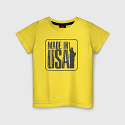 Футболка хлопковая детская Сделано в США, цвет: желтый