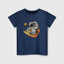 Футболка хлопковая детская Космонавт - диджей, цвет: тёмно-синий