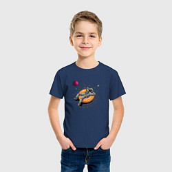 Футболка хлопковая детская Космонавт на пончике, цвет: тёмно-синий — фото 2