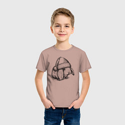 Футболка хлопковая детская Новогодний зайчишка, цвет: пыльно-розовый — фото 2