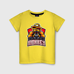 Футболка хлопковая детская Monkey team, цвет: желтый