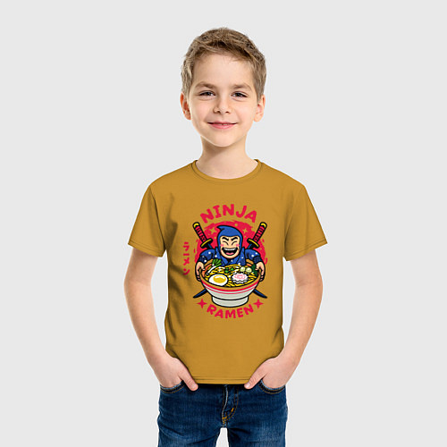 Детская футболка Ninja ramen / Горчичный – фото 3