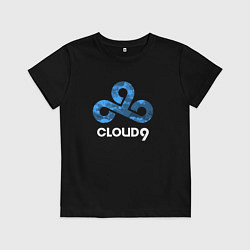 Футболка хлопковая детская Cloud9 - blue cloud logo, цвет: черный