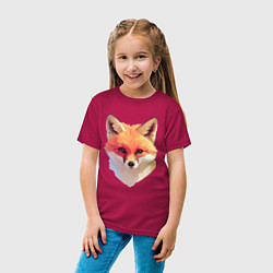 Футболка хлопковая детская Foxs head, цвет: маджента — фото 2