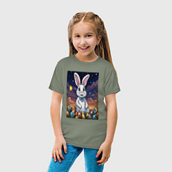 Футболка хлопковая детская Ночной кролик, цвет: авокадо — фото 2