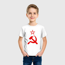 Футболка хлопковая детская Серп, молот и звезда, цвет: белый — фото 2