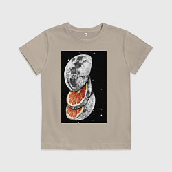 Футболка хлопковая детская Планета из фруктов, цвет: миндальный