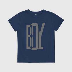 Футболка хлопковая детская Слово из больших букв - boy, цвет: тёмно-синий