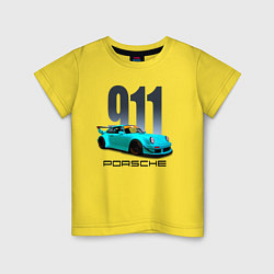 Футболка хлопковая детская Cпортивный автомобиль Porsche, цвет: желтый