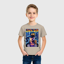 Футболка хлопковая детская Jojo - Jotaro Kujo ai art, цвет: миндальный — фото 2