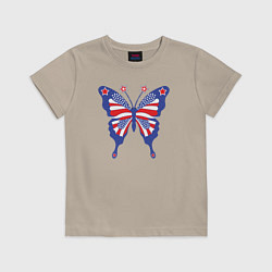 Футболка хлопковая детская USA butterfly, цвет: миндальный