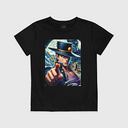 Футболка хлопковая детская Jojo and his new stand ai art fantasy, цвет: черный