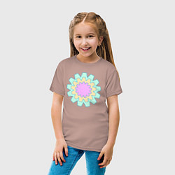 Футболка хлопковая детская Круговые фигуры, цвет: пыльно-розовый — фото 2