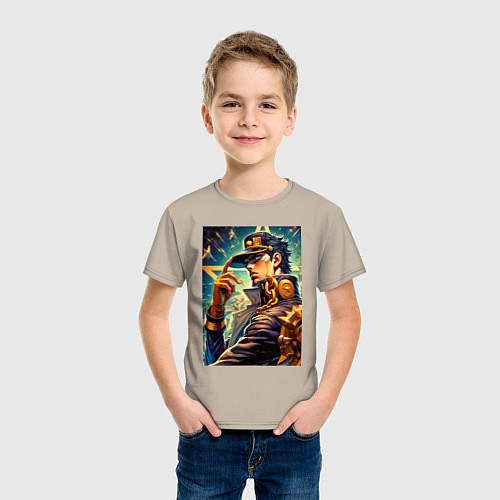 Детская футболка Джотаро Куджо - fantasy ai art / Миндальный – фото 3