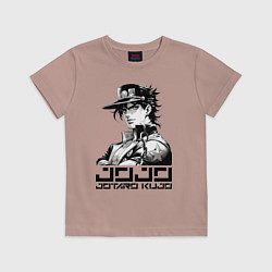 Футболка хлопковая детская Jotaro Kujo - jojo ai art, цвет: пыльно-розовый