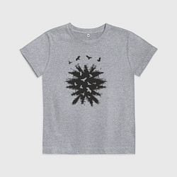 Футболка хлопковая детская Лесные птички, цвет: меланж