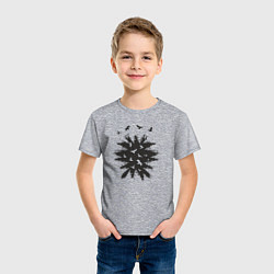 Футболка хлопковая детская Лесные птички, цвет: меланж — фото 2