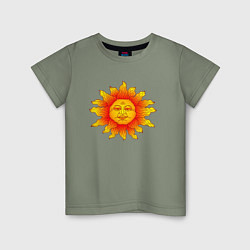 Футболка хлопковая детская Огненное солнце, цвет: авокадо