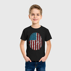 Футболка хлопковая детская Отпечаток США, цвет: черный — фото 2
