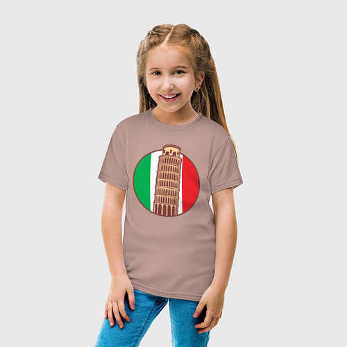 Детская футболка Пизанская башня / Пыльно-розовый – фото 4
