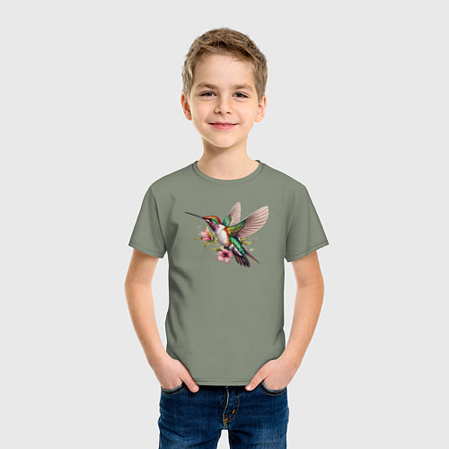 Детская футболка Колибри на цветке / Авокадо – фото 3