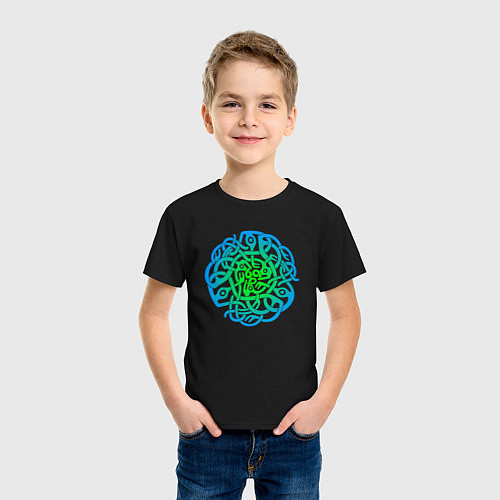 Детская футболка Голубой кельтский готичный узор / Черный – фото 3