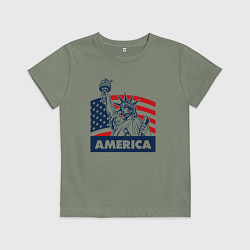 Футболка хлопковая детская Free America, цвет: авокадо