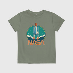 Футболка хлопковая детская NASA spaceship, цвет: авокадо