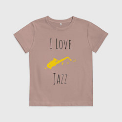 Футболка хлопковая детская Я люблю джаз, цвет: пыльно-розовый