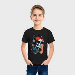 Футболка хлопковая детская Grunge redhead girl skull, цвет: черный — фото 2