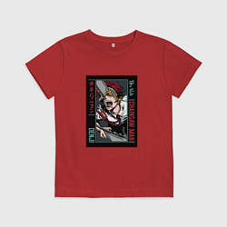 Футболка хлопковая детская Человек-бензопила Денджи chainsaw man Denji, цвет: красный
