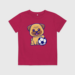 Футболка хлопковая детская Бульдог футболист, цвет: маджента