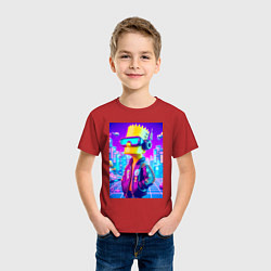Футболка хлопковая детская Cyber Bart on a virtual glasses, цвет: красный — фото 2