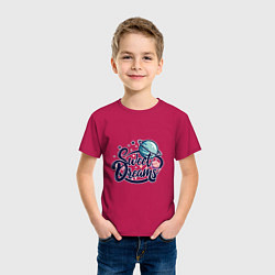 Футболка хлопковая детская Sweet dreams космос, цвет: маджента — фото 2