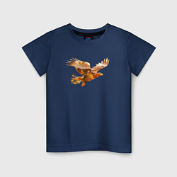 Футболка хлопковая детская Летящий орел и пейзаж, цвет: тёмно-синий