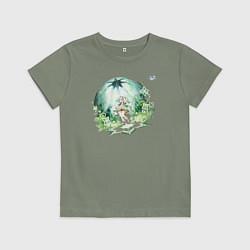 Футболка хлопковая детская Нахида из Геншин Импакт, цвет: авокадо