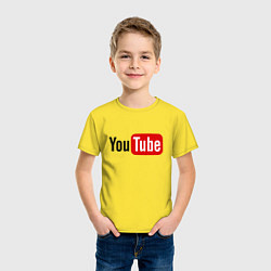Футболка хлопковая детская You tube logo, цвет: желтый — фото 2
